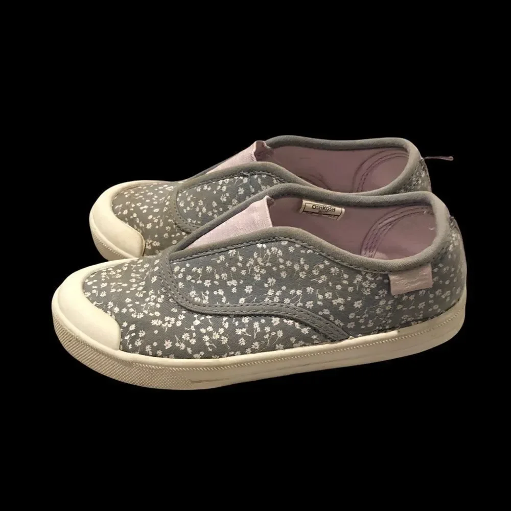OshKosh B'Gosh Girl's Slip-On Sneakers in Grey and‎ Pink